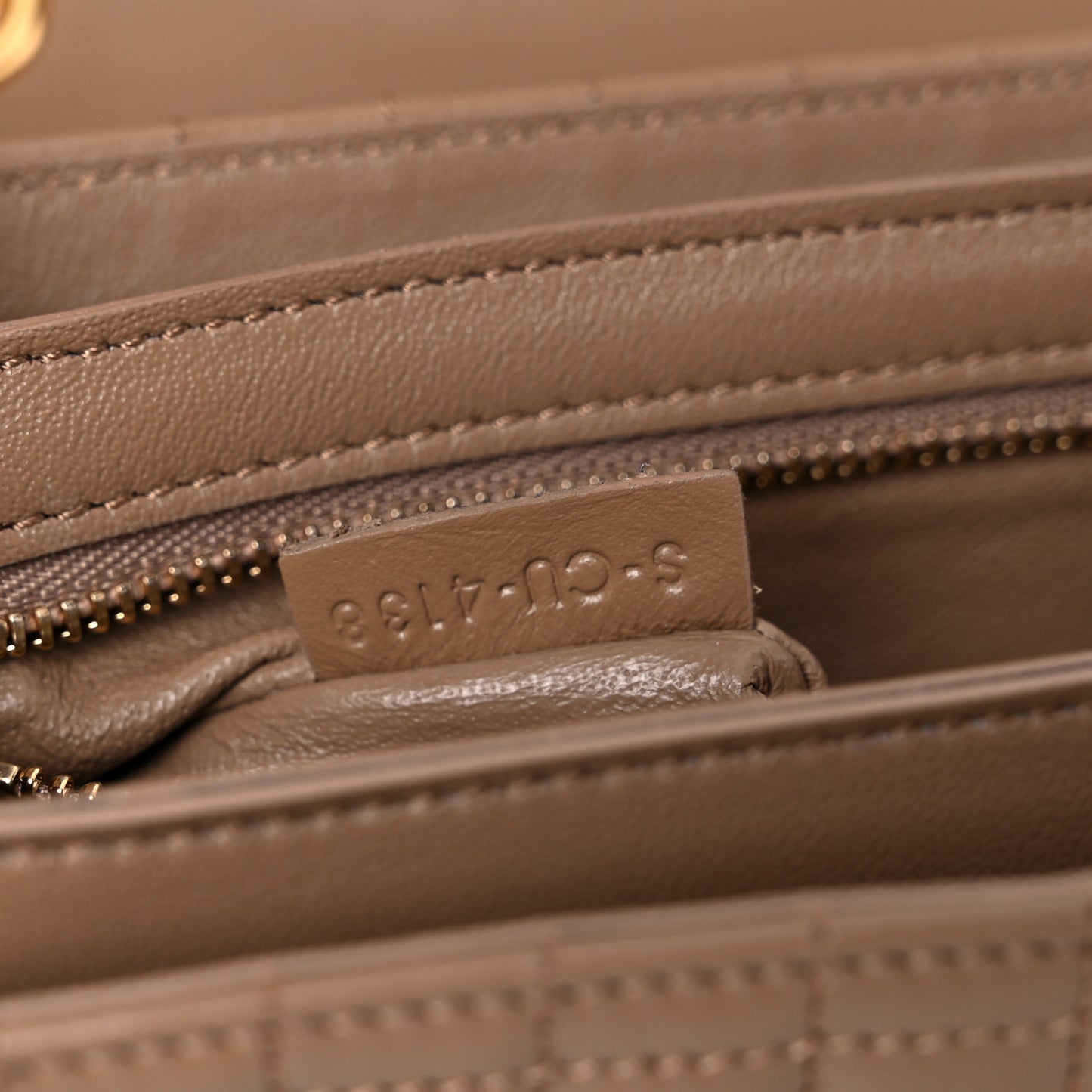 Calfskin Quilted Medium C Bag Camel