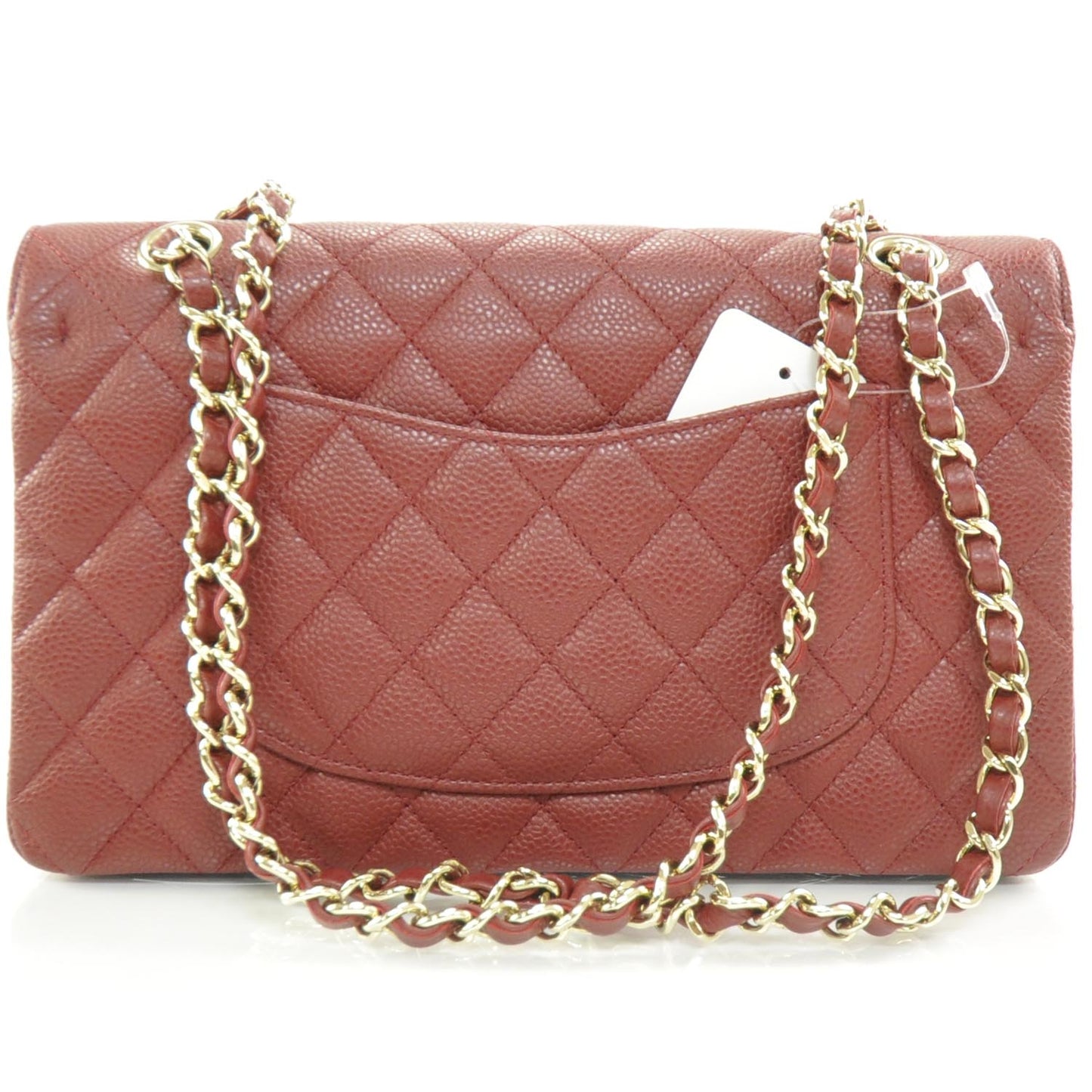 Caviar Quilted Medium Double Flap Red