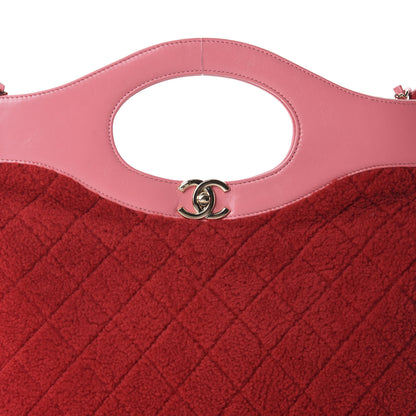 Chanel Calfskin Wool Large 31 Shopping Bag Red Pink 10 of 10