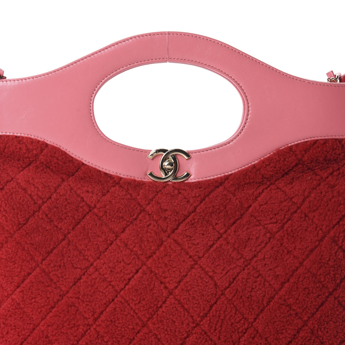 Calfskin Wool Large 31 Shopping Bag Red Pink