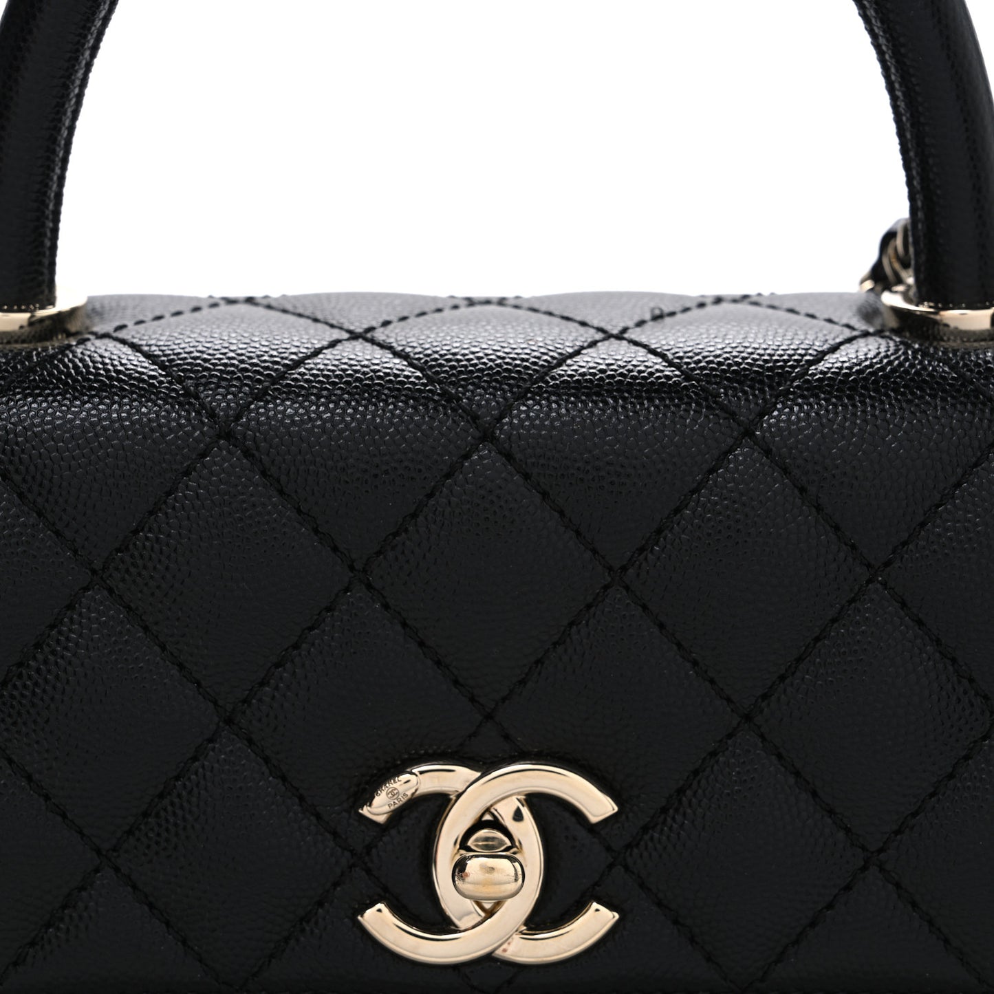 Caviar Quilted Maxi East West Coco Handle Flap Black