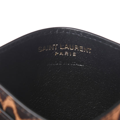 Saint Laurent Calfskin Leopard Print Monogram Credit Card Case Multicolor 6 of 8