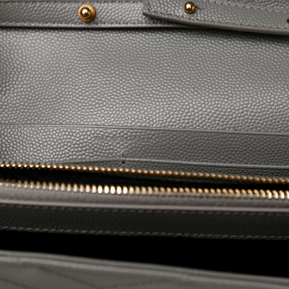 Saint Laurent Grain De Poudre Matelasse Chevron Monogram Chain Wallet Oyster Grey 7 of 9