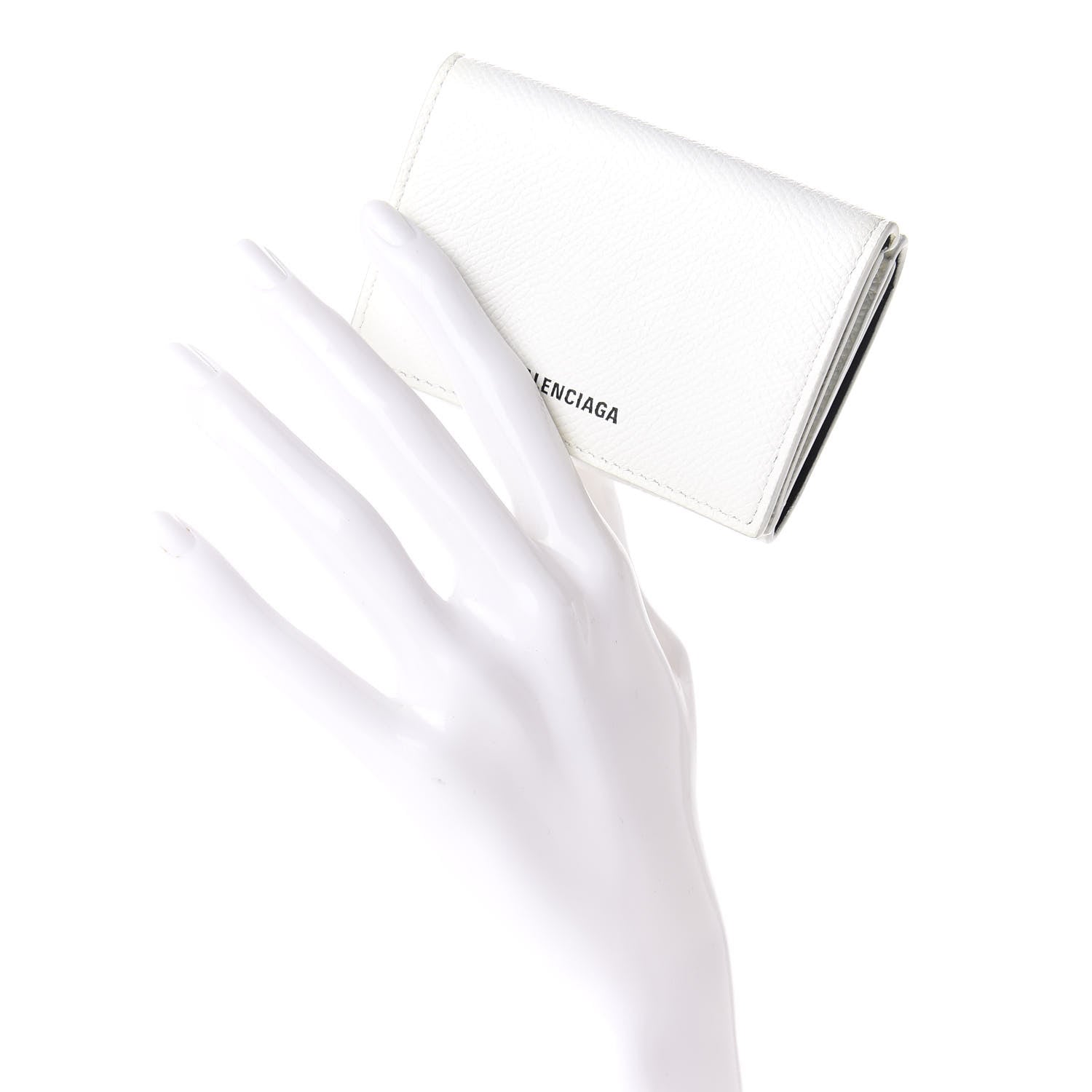 Balenciaga Signature Grained Calfskin Logo Mini Ville Wallet White 2 of 8