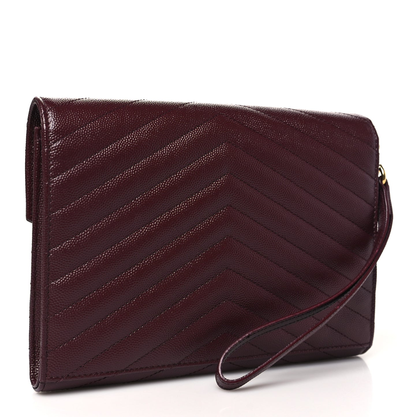 Grain De Poudre Matelasse Chevron Monogram Envelope Clutch Rouge Legion