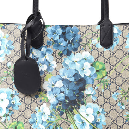 Gucci GG Supreme Monogram Blooms Medium Reversible Tote Beige Blue Navy 8 of 15