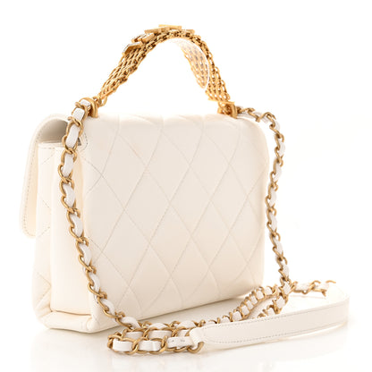 Chanel Lambskin Quilted Small CC Crystal Logo Chain Flap White 3 of 11