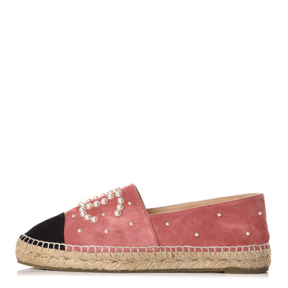 Chanel Suede Pearl CC Espadrilles 39 Pink 1 of 10