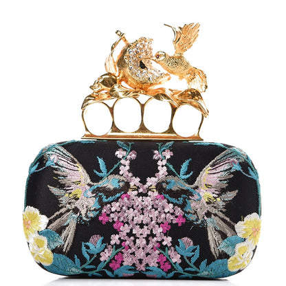 Alexander McQueen Silk Embroidered Hummingbird Knuckle Duster Box Clutch Multicolor 1 of 7