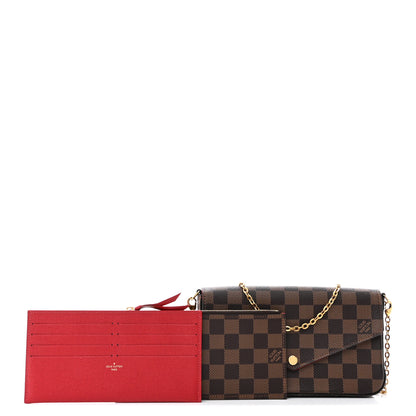 Louis Vuitton Damier Ebene Pochette Felicie Chain Wallet 3 of 12