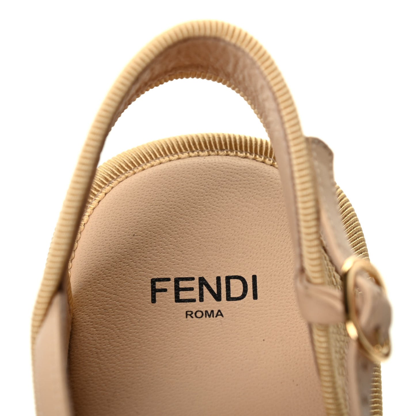 Raffia FF Embroidered Espadrille Platform Sandals 36 Natural
