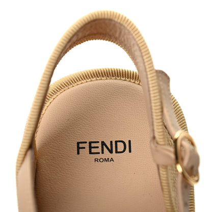 Fendi Raffia FF Embroidered Espadrille Platform Sandals 36 Natural 7 of 8