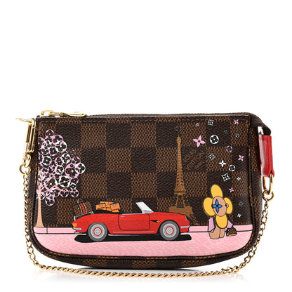 Louis Vuitton Damier Ebene 2019 Christmas Animation Mini Pochette Accessories Red 1 of 6