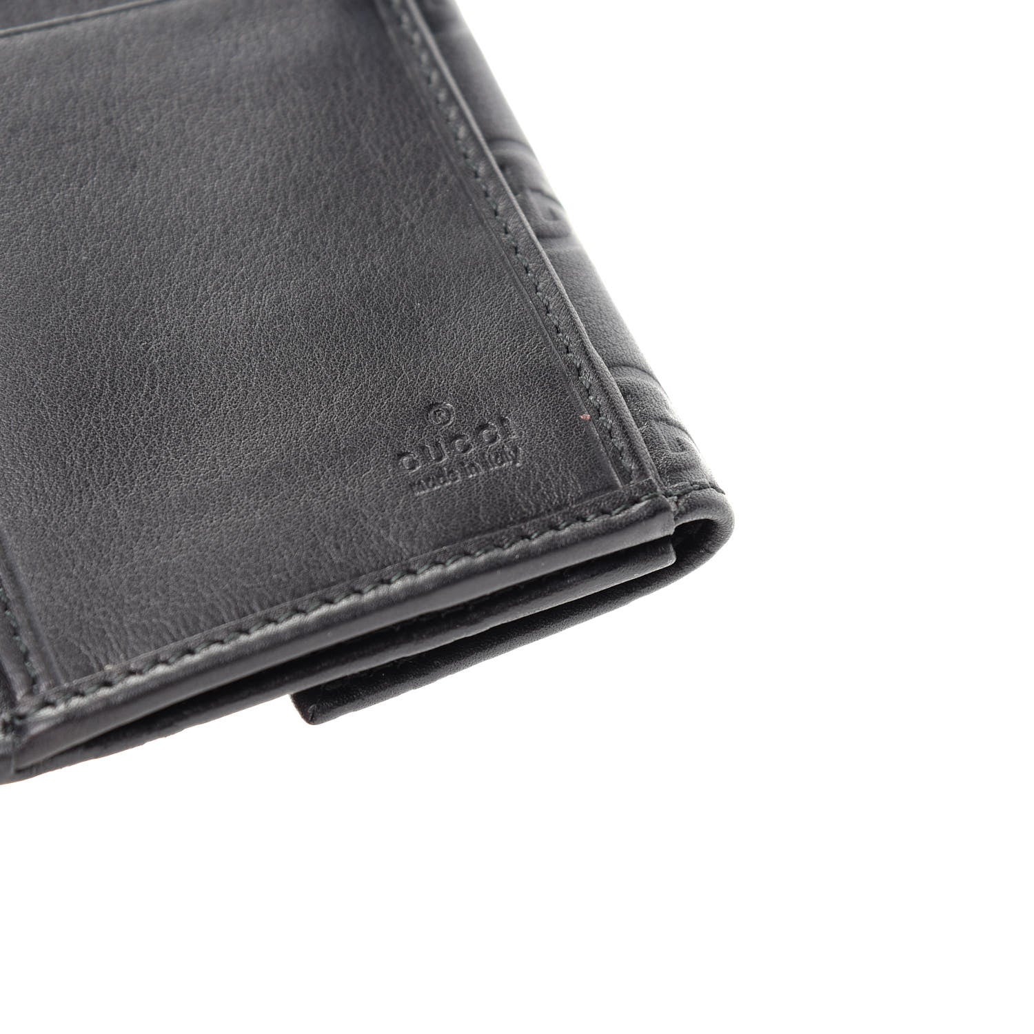 Gucci Guccissima Margaux Calfskin Metal Bar Continental Flap Wallet Black 6 of 7