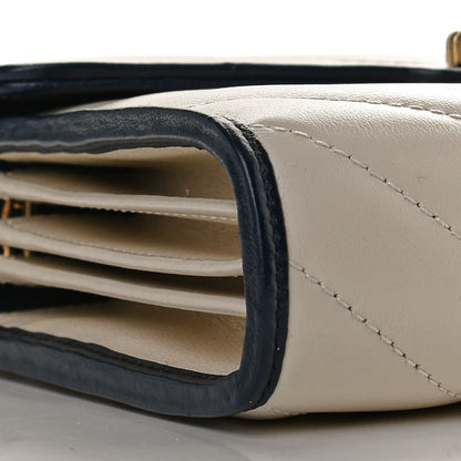 Gucci Vintage Effect Calfskin Matelasse Diagonal Torchon GG Marmont Chain Wallet Mystic White Blue Agata 8 of 10