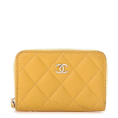Chanel Caviar Quilted Zip Coin Purse Yellow 1 of 14