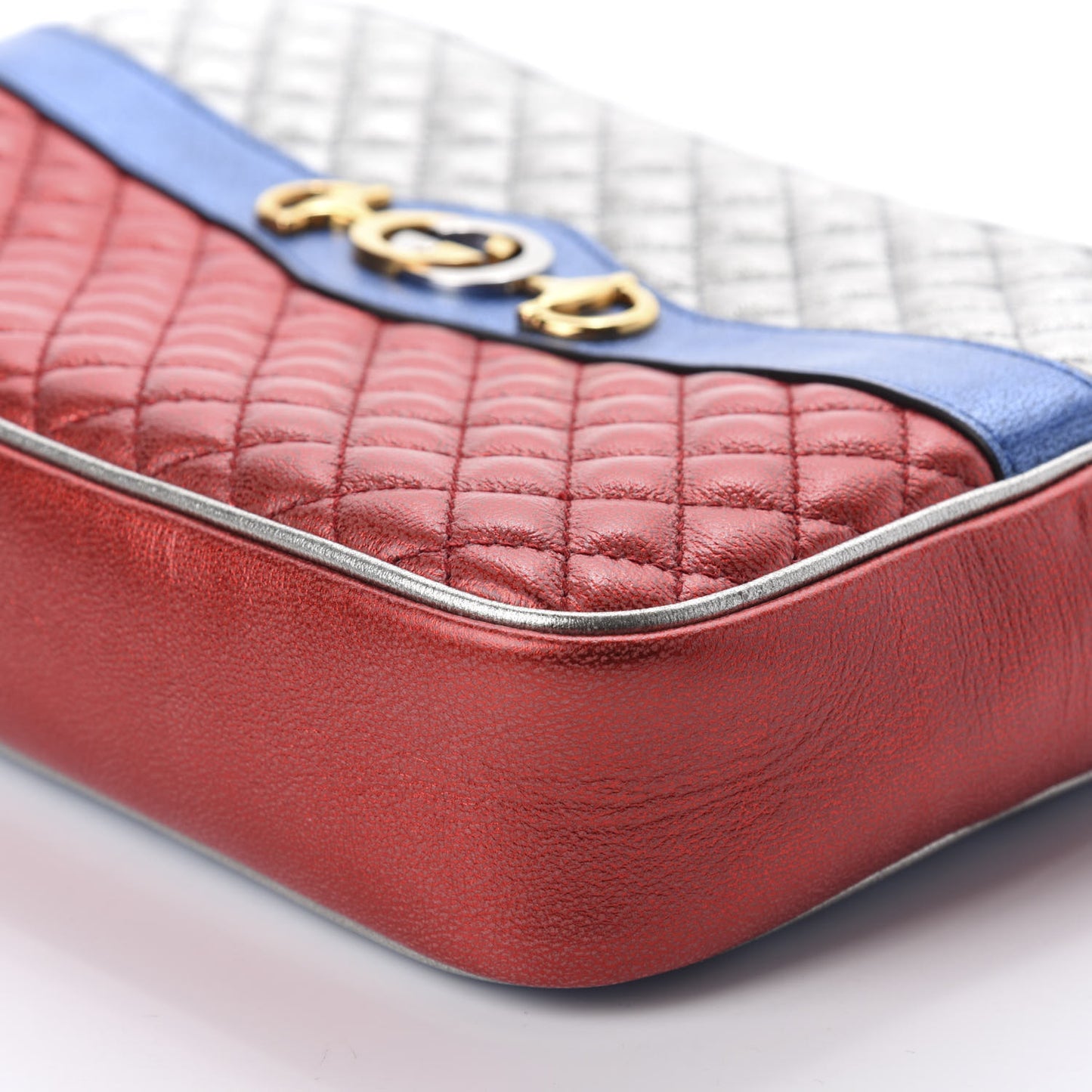 Laminated Nappa Trapuntata Small Zumi Shoulder Bag Rosso Marine Argento