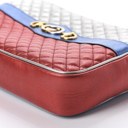 Gucci Laminated Nappa Trapuntata Small Zumi Shoulder Bag Rosso Marine Argento 7 of 10