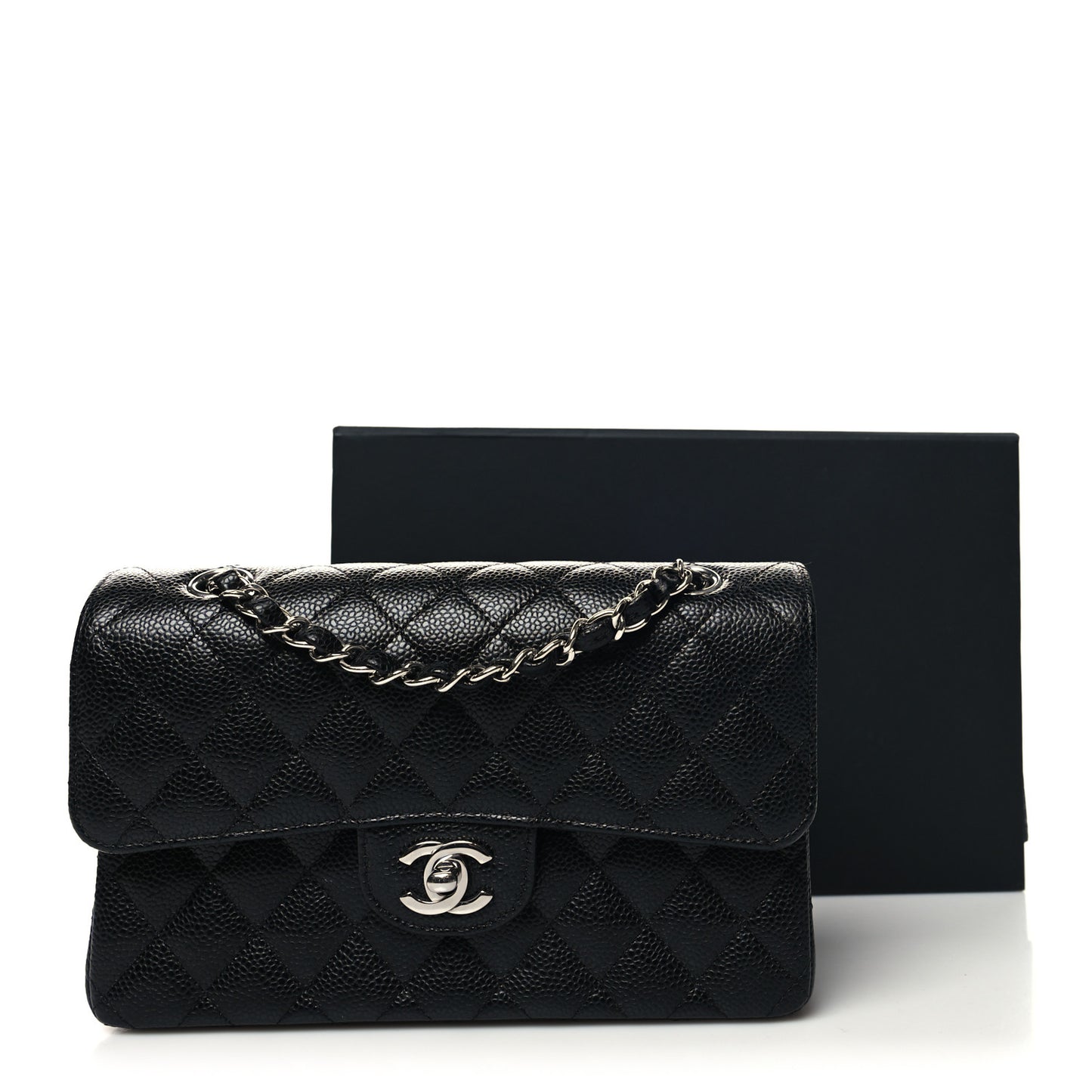 Caviar Quilted Small Double Flap Black