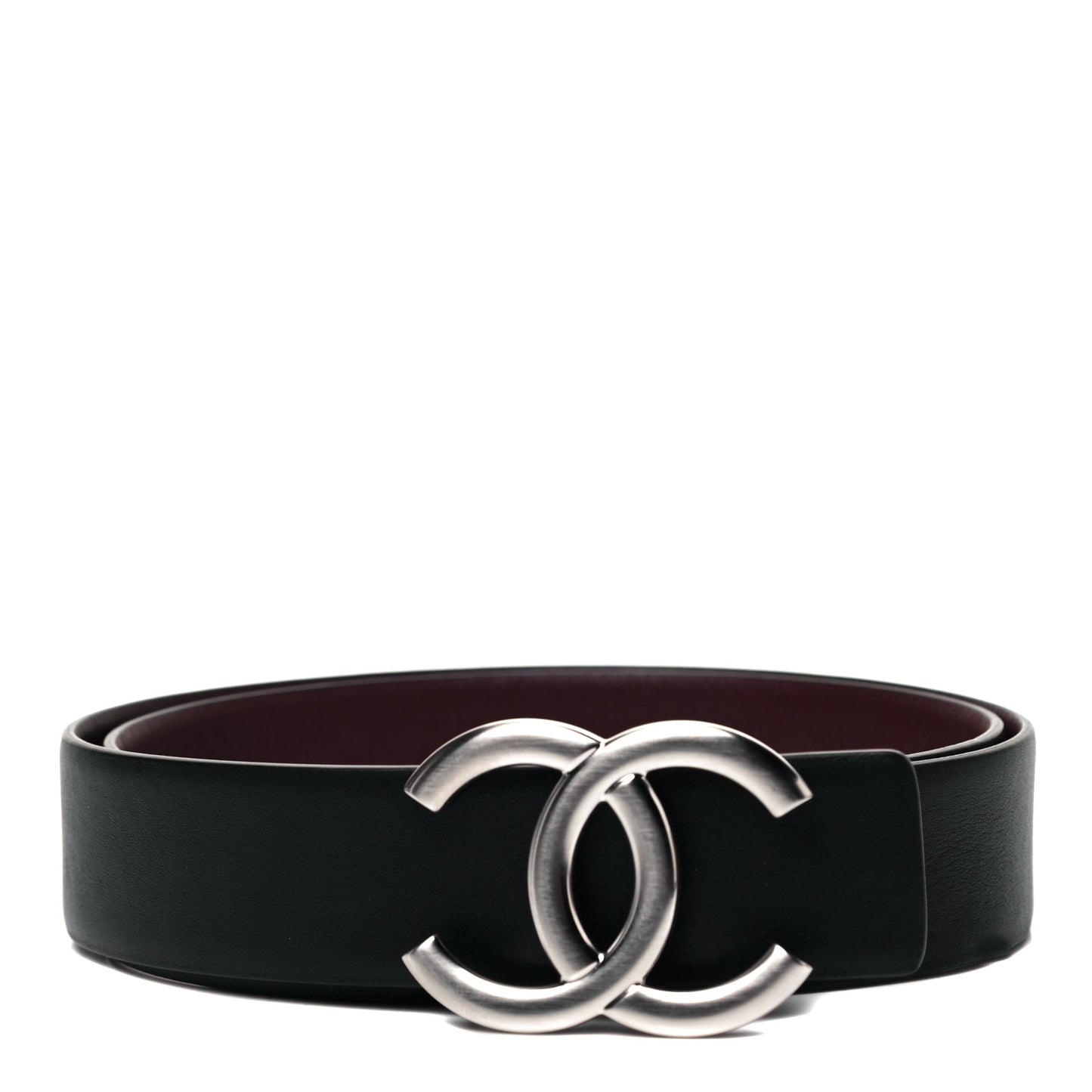 Calfskin CC Reversible Belt 75 30 Black Burgundy