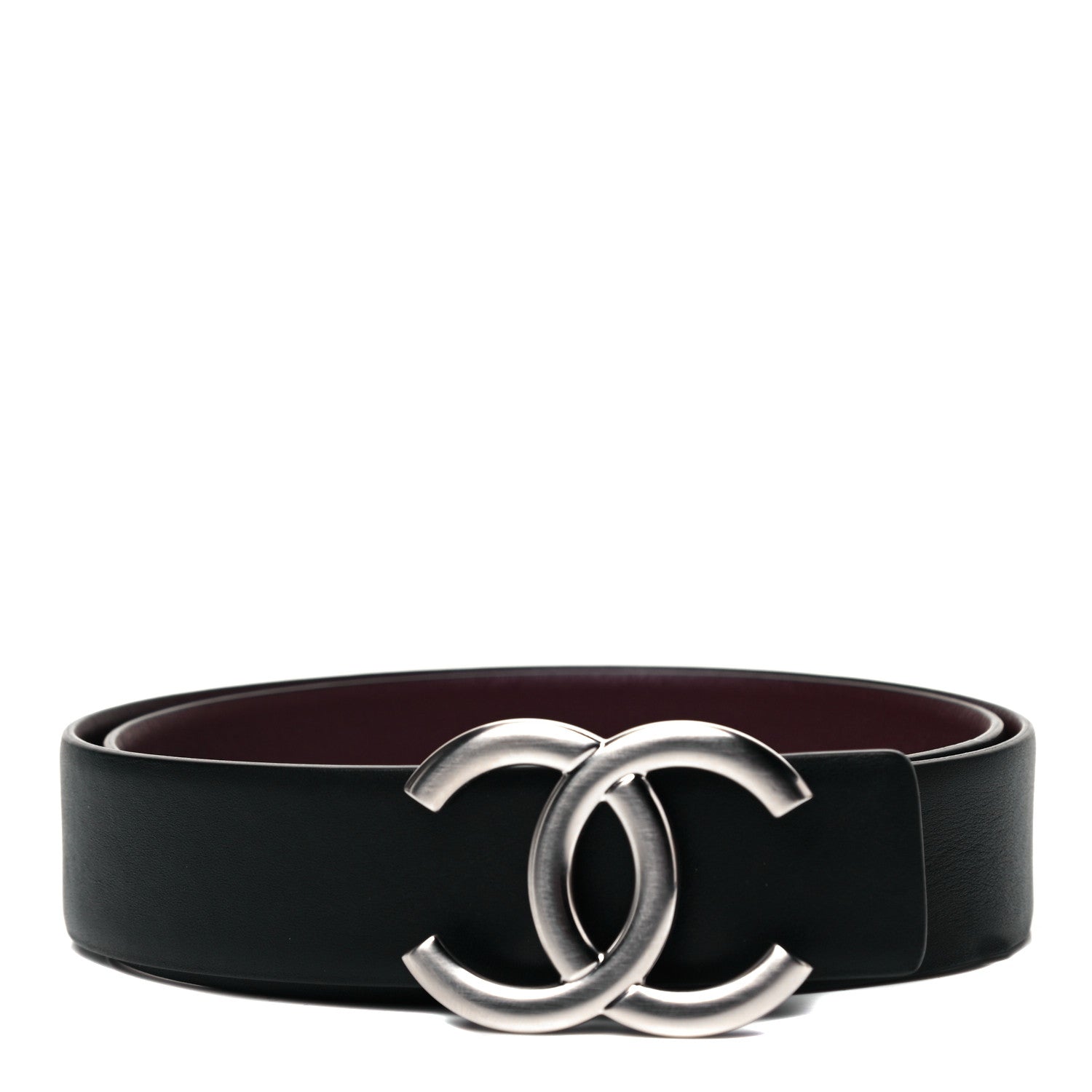 Chanel Calfskin CC Reversible Belt 75 30 Black Burgundy 1 of 4