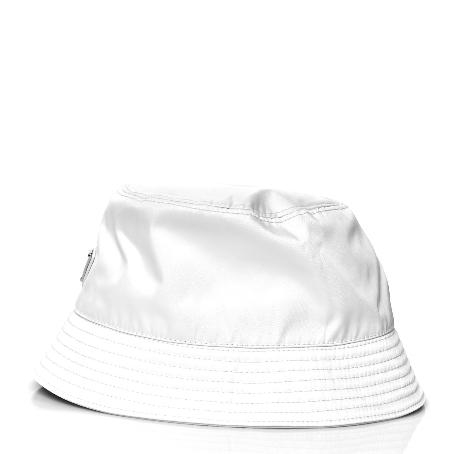 Re-Nylon Metal Triangle Logo Womens Bucket Hat M White