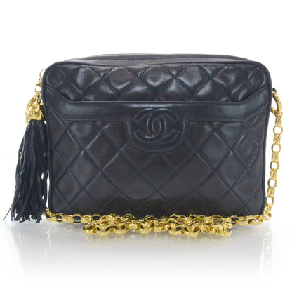 Chanel Lambskin Quilted Tassel Camera Case Navy 1 of 10
