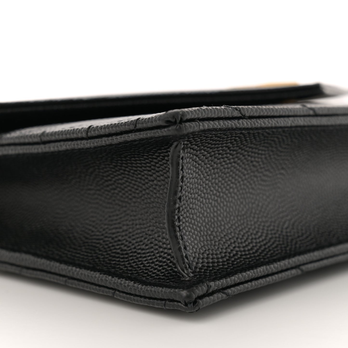 Grain De Poudre Matelasse Chevron Monogram Envelope Chain Wallet Black