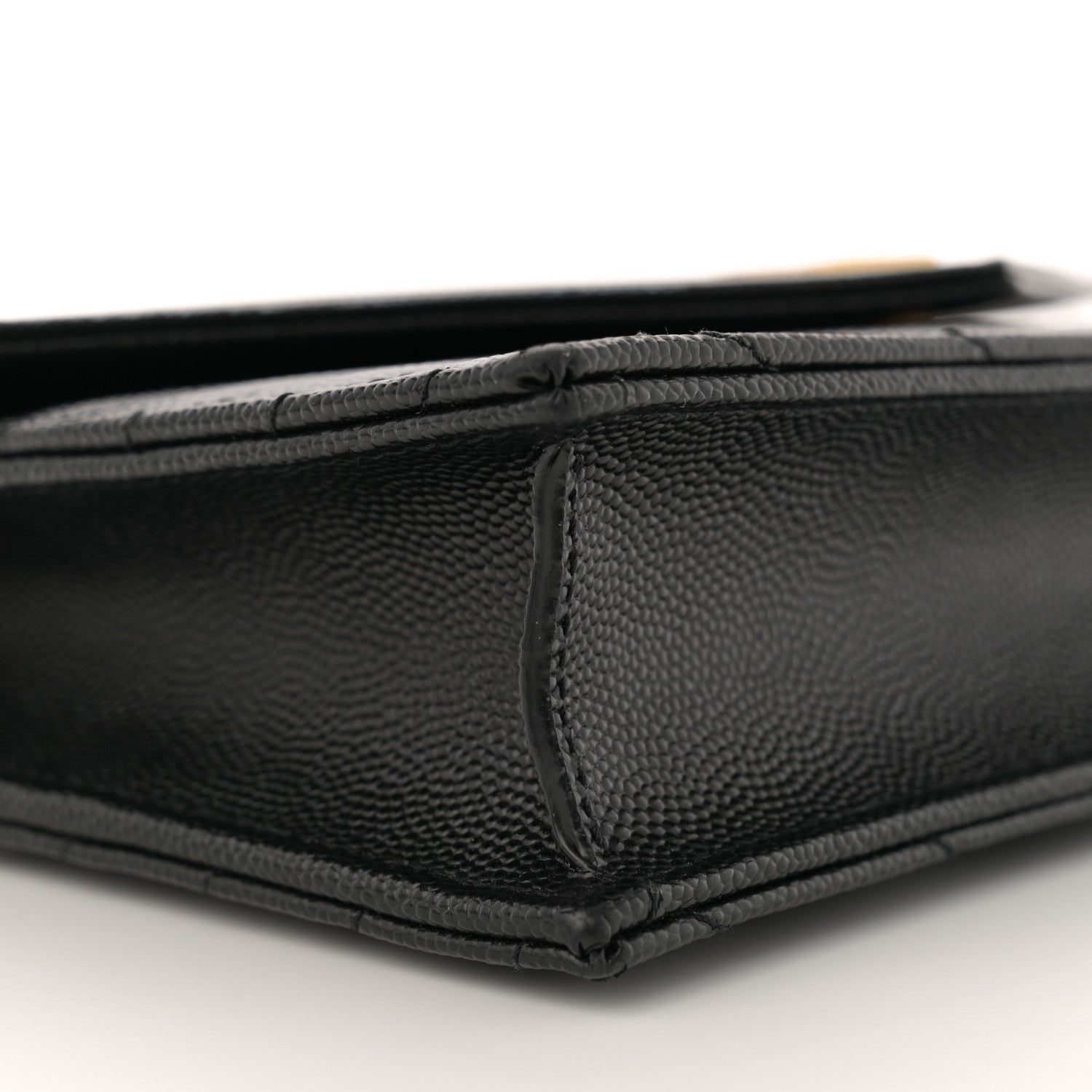 Saint Laurent Grain De Poudre Matelasse Chevron Monogram Envelope Chain Wallet Black 9 of 12