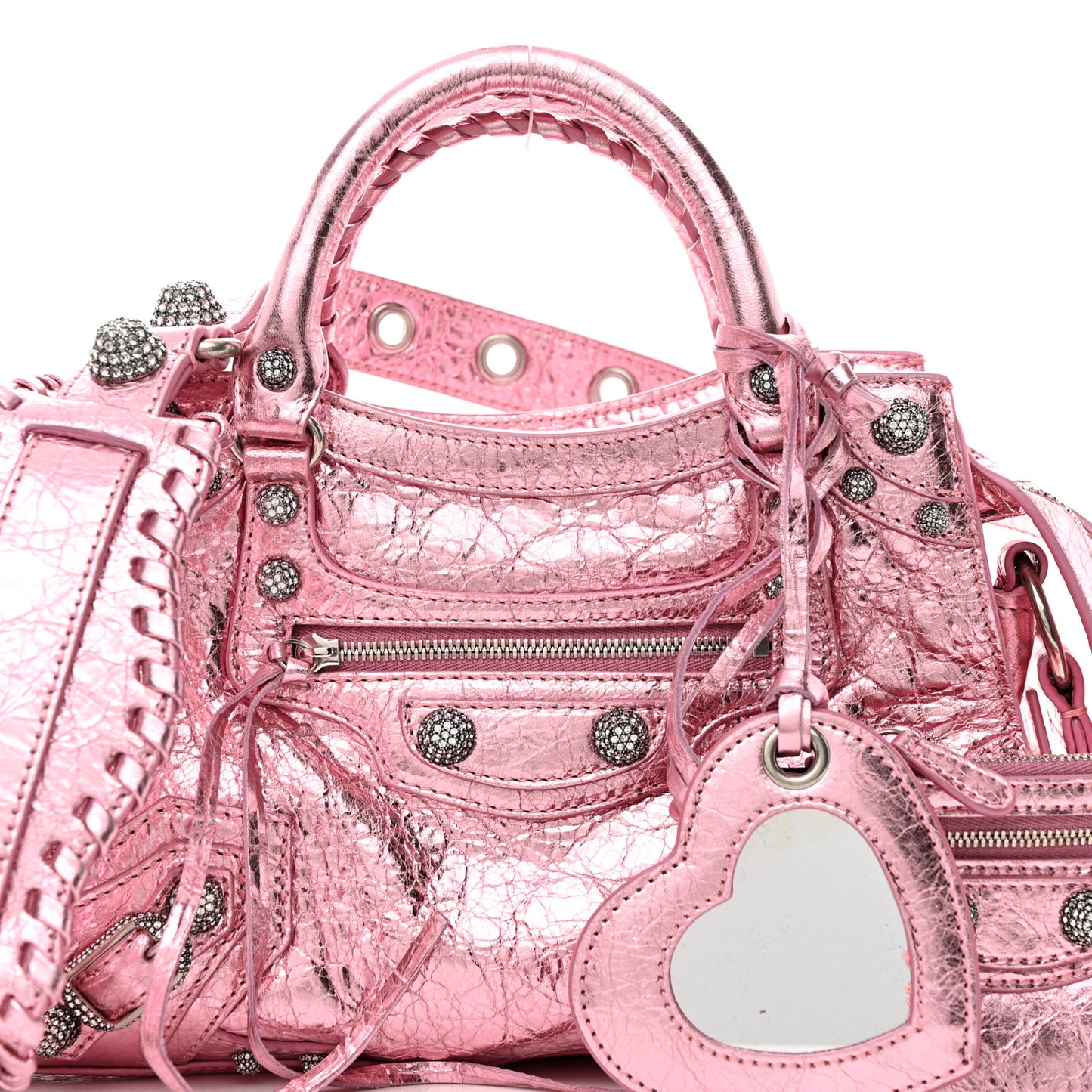 Metallic Agneau Arena Crystal Neo Cagole Handbag XS Met Pink