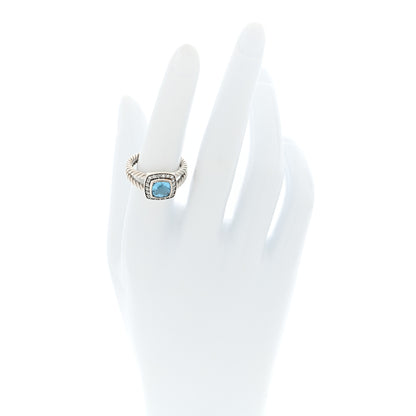 David Yurman Sterling Silver Diamond Blue Topaz 7mm Petite Albion Ring 54 7 2 of 4