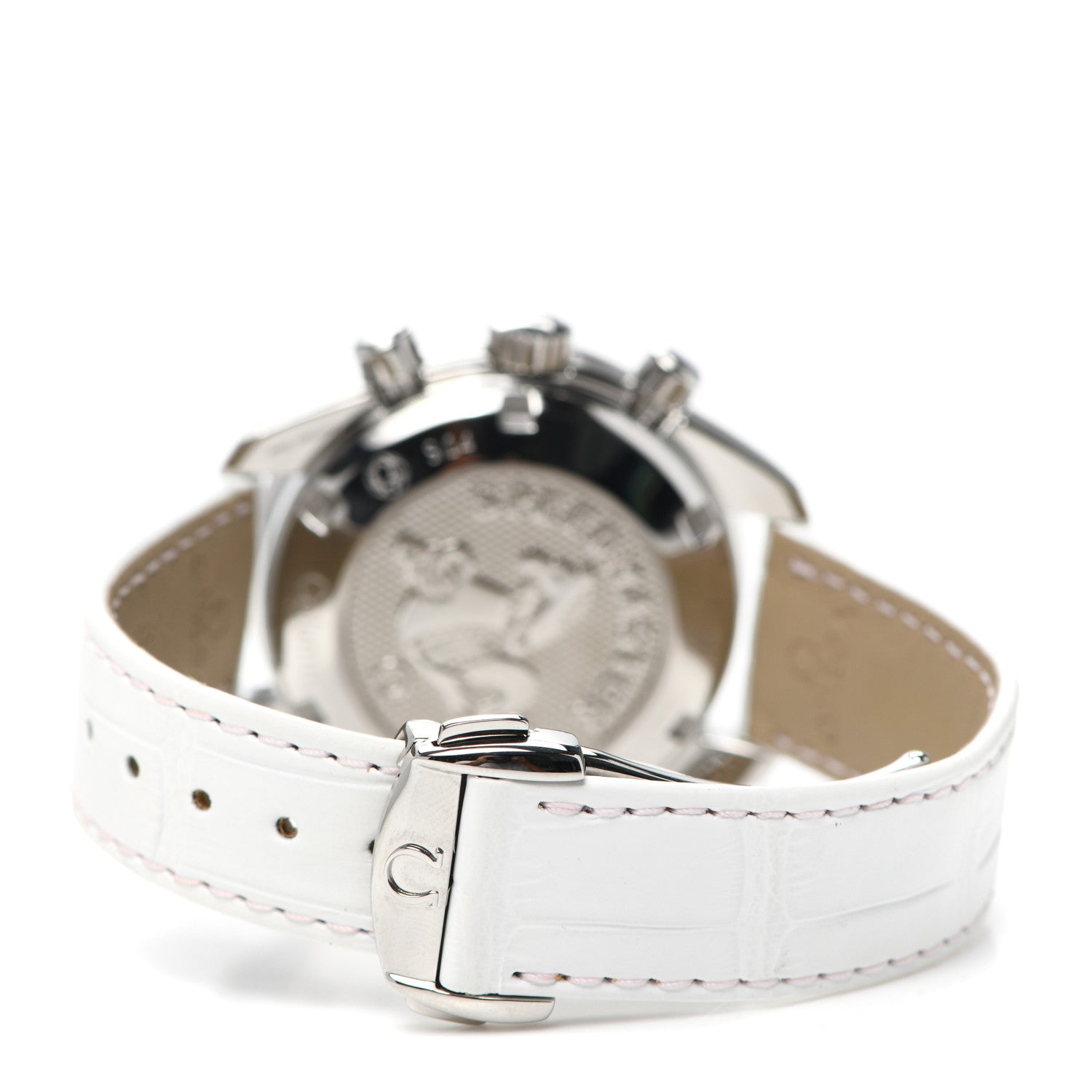 Omega Stainless Steel Alligator Diamond Bezel Mother of Pearl 38mm Speedmaster Chronograph Automatic Watch White 324.38.38.50.55.001 3 of 6