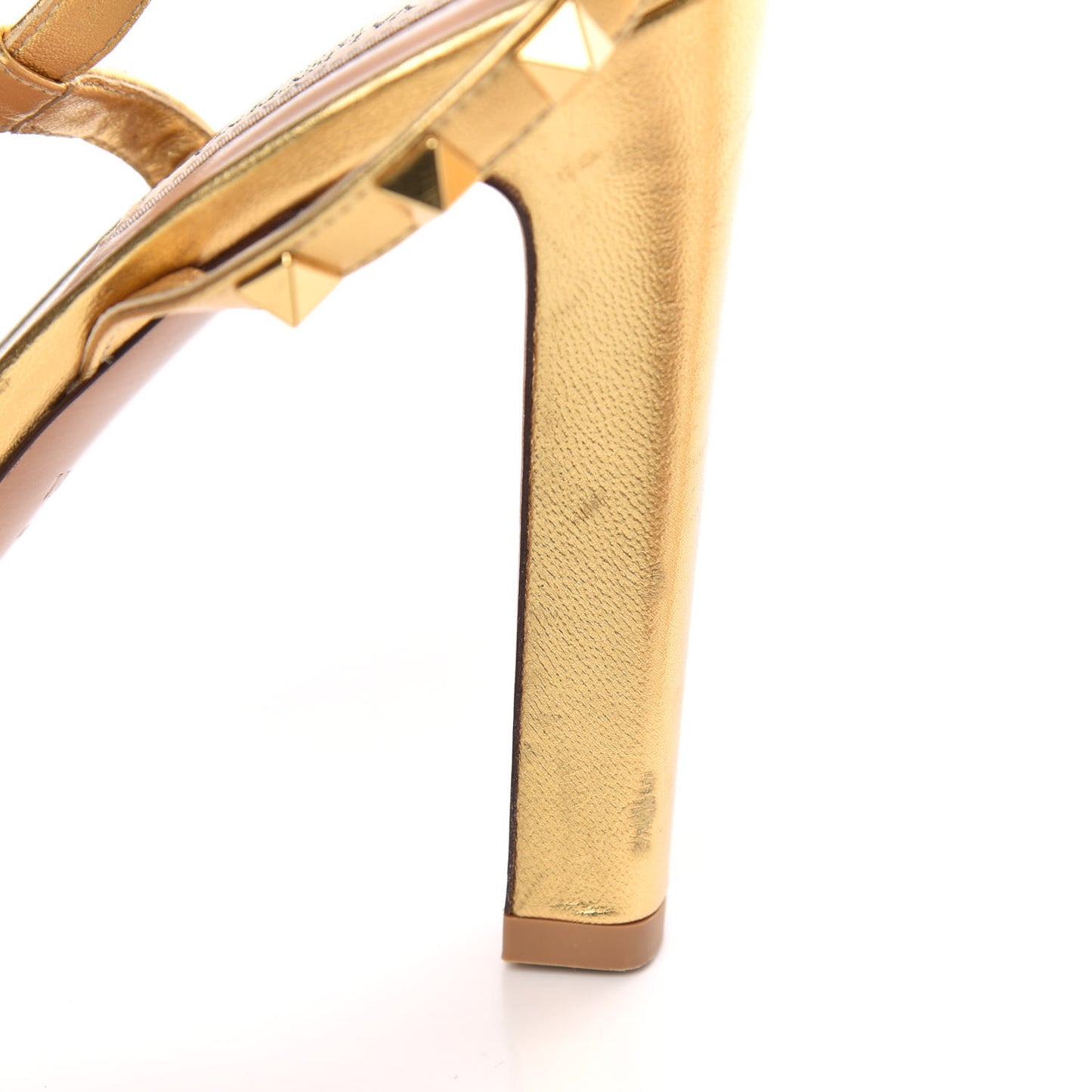 Metallic Nappa Rockstud Slingback High Heel Sandals 38.5 Soft Gold