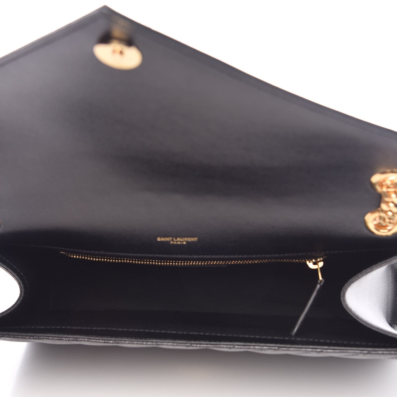 Saint Laurent Grain De Poudre Matelasse Chevron Large Monogram Satchel Black 5 of 8