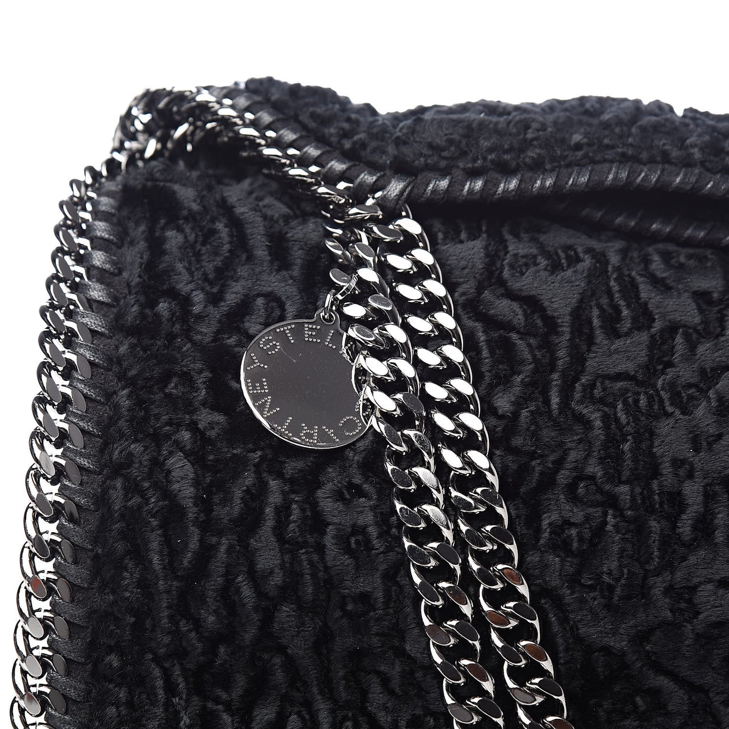 Crushed Velvet Small Falabella Tote Black