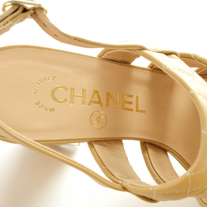 Chanel Calfskin Quilted Sandals 37 Beige 5 of 8