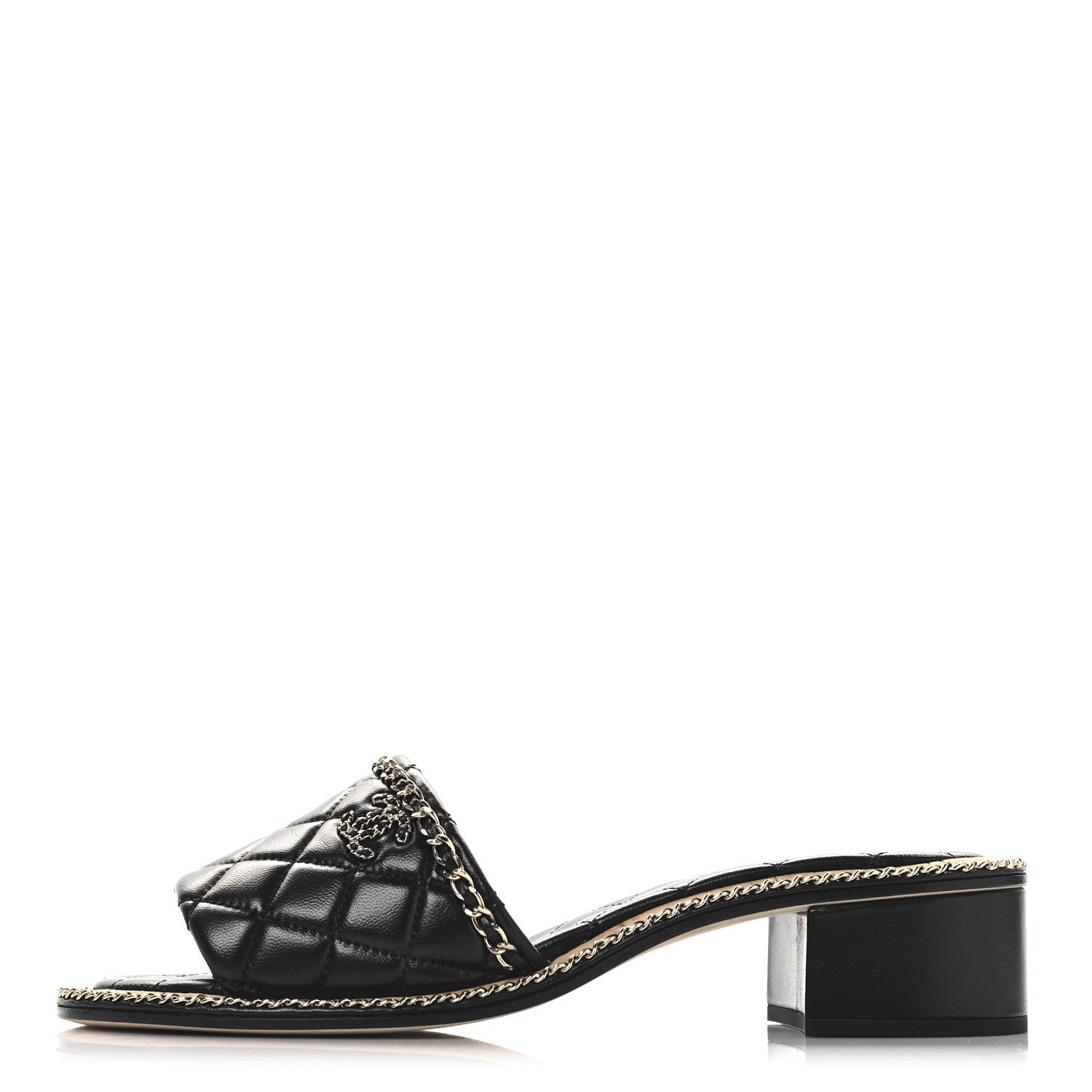 Chanel Lambskin Quilted Chain CC Mules 39 Black 1 of 10