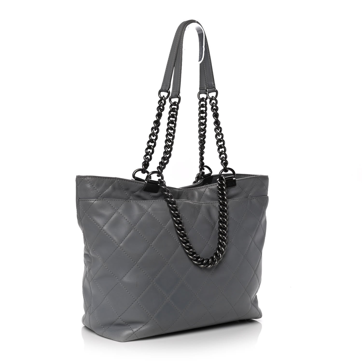 Chanel Lambskin Quilted Shopping Tote Grey 2 of 24