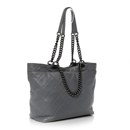 Chanel Lambskin Quilted Shopping Tote Grey 2 of 24