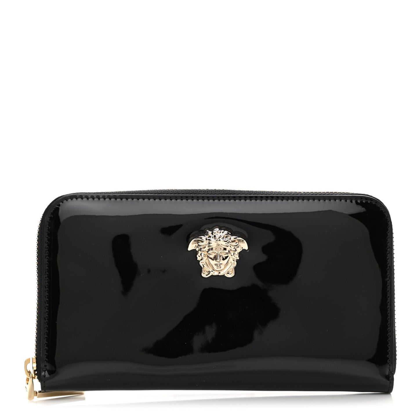 Patent Palazzo Medusa Zip Around Wallet Black