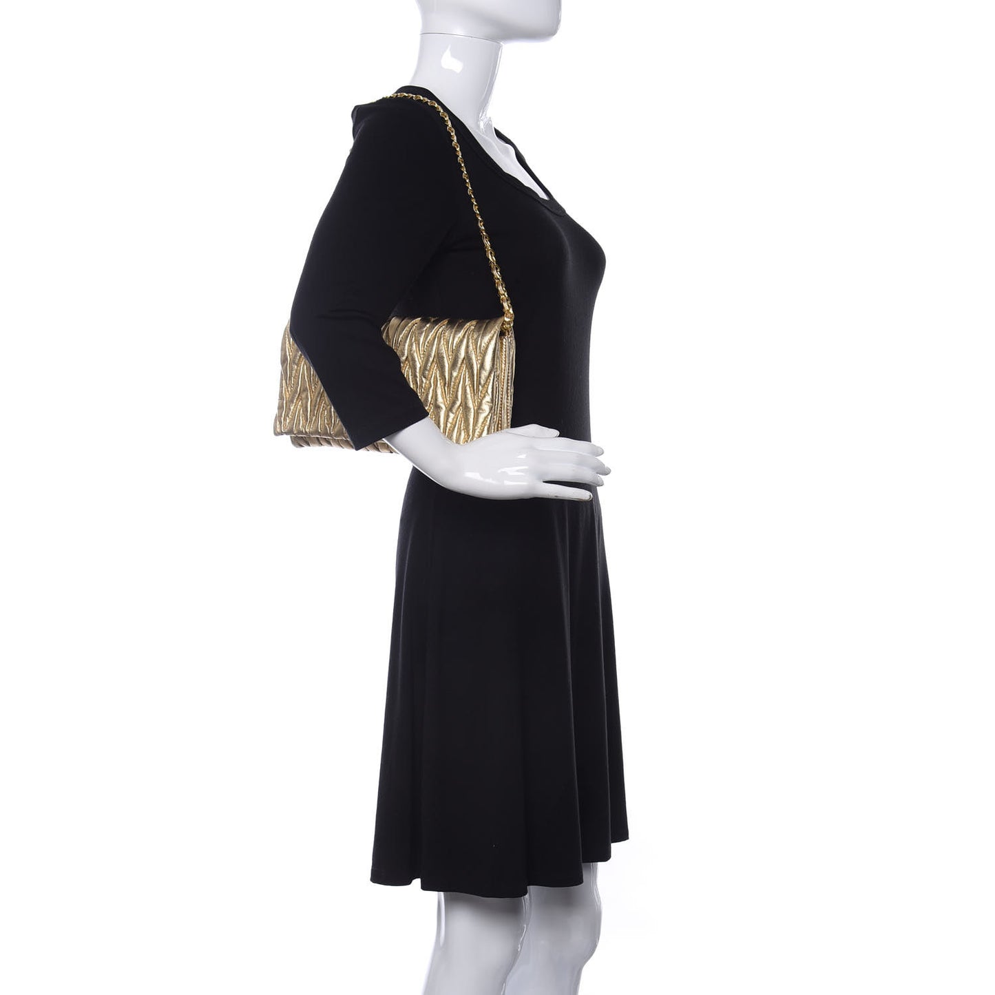 Nappa Matelasse Flap Clutch Gold