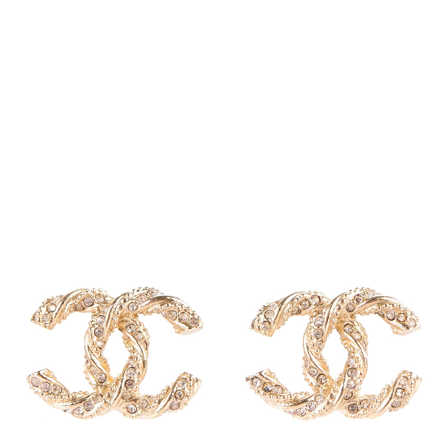 Crystal Twisted CC Earrings Gold