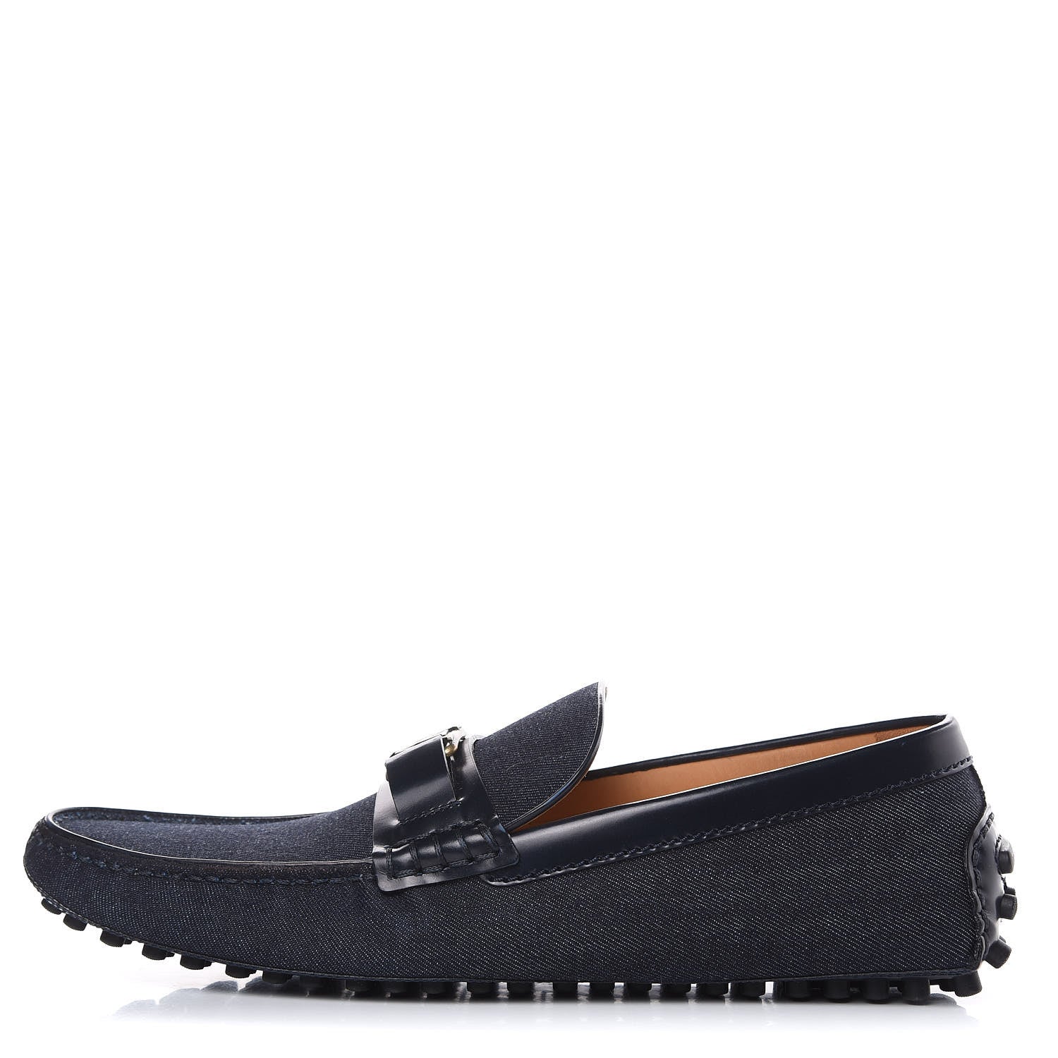 Louis Vuitton Denim Mens Hockenheim Moccasin Loafers 9 Marine 1 of 9