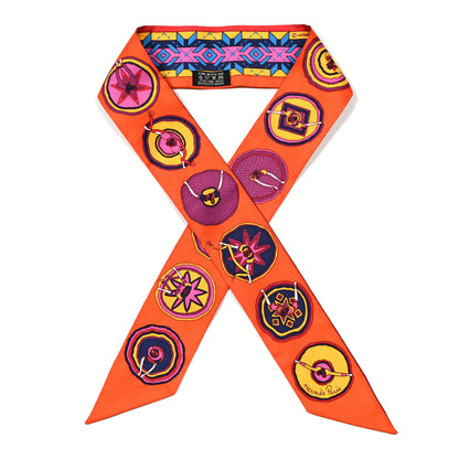 Hermes Silk Belles du Mexique Twilly Capucine Bouton D'or Violet 1 of 4