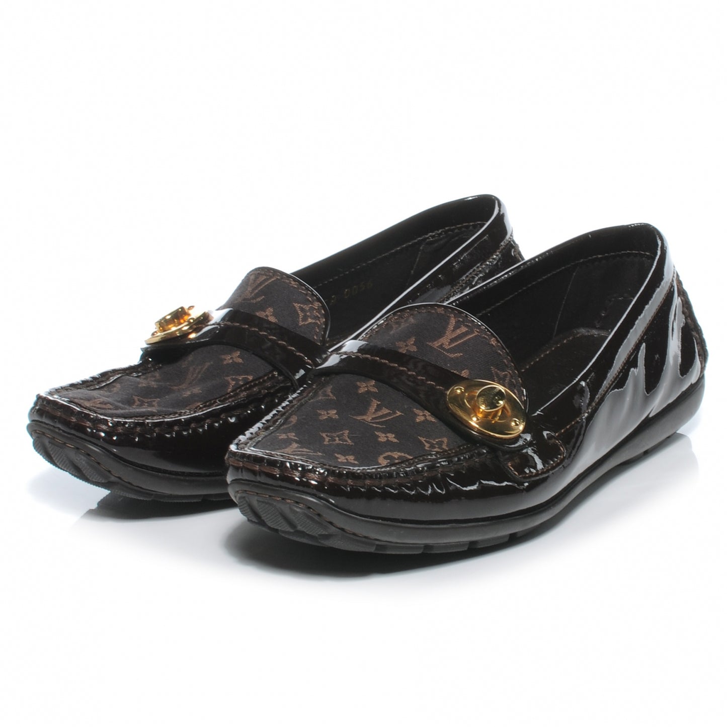 Patent Mini Lin Loafers 37.5 Brown