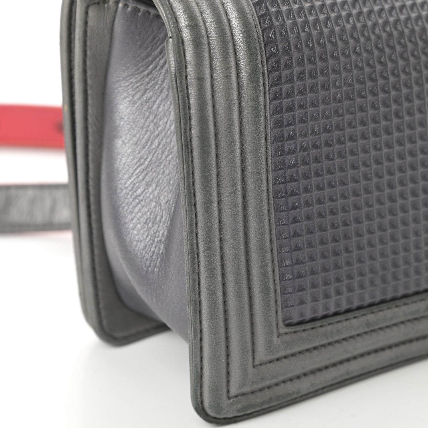 Chanel Lambskin Embossed Medium Boy Cube Flap Grey 16 of 19