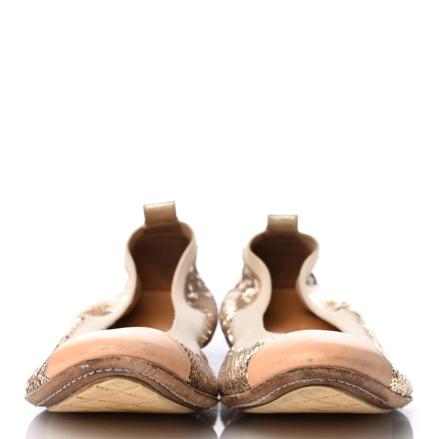 Sequin Lambskin Cap Toe Ballerina Flats 39 Gold