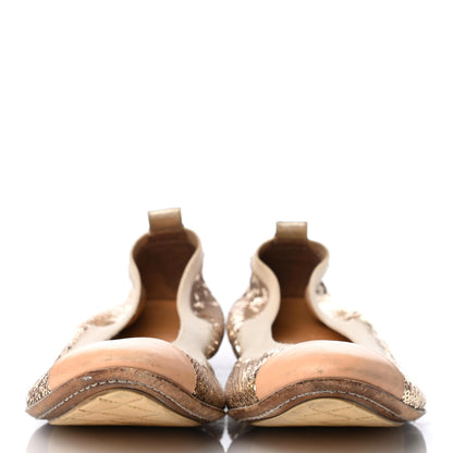Chanel Sequin Lambskin Cap Toe Ballerina Flats 39 Gold 2 of 8