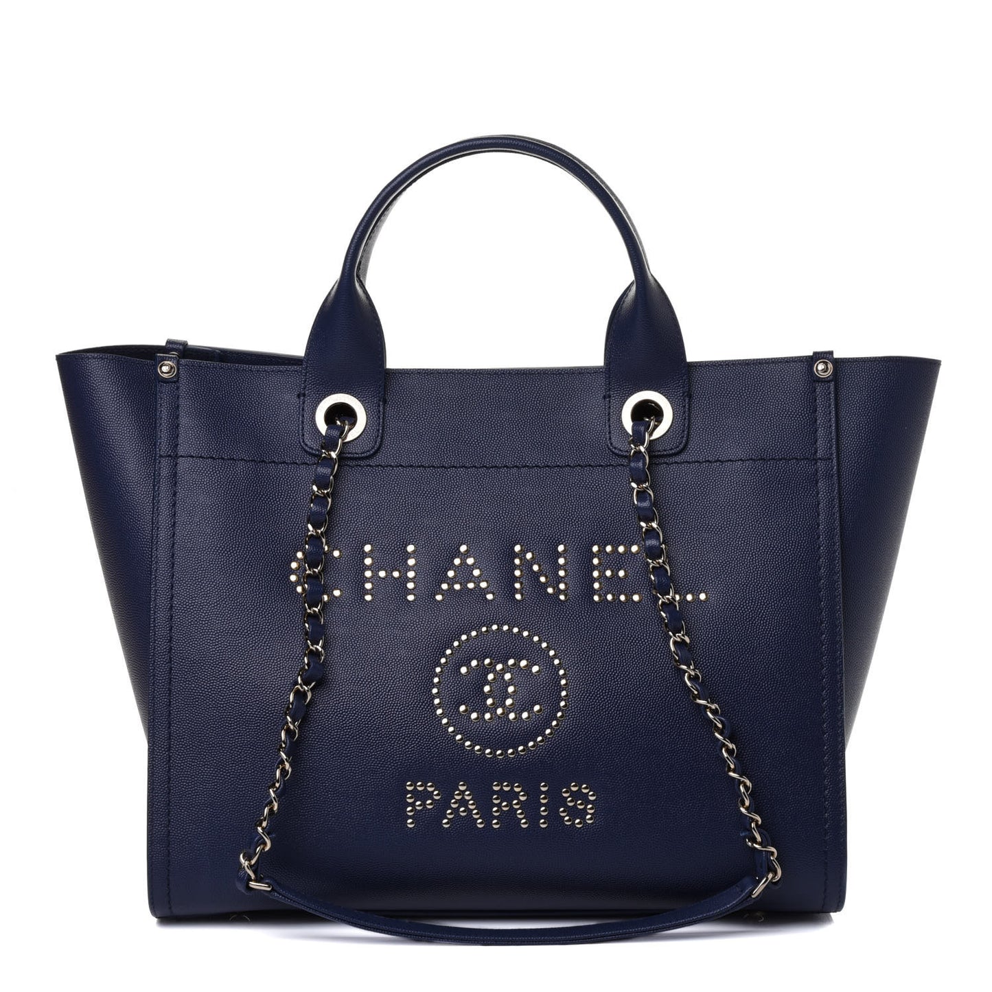 Caviar Small Studded Deauville Tote Navy