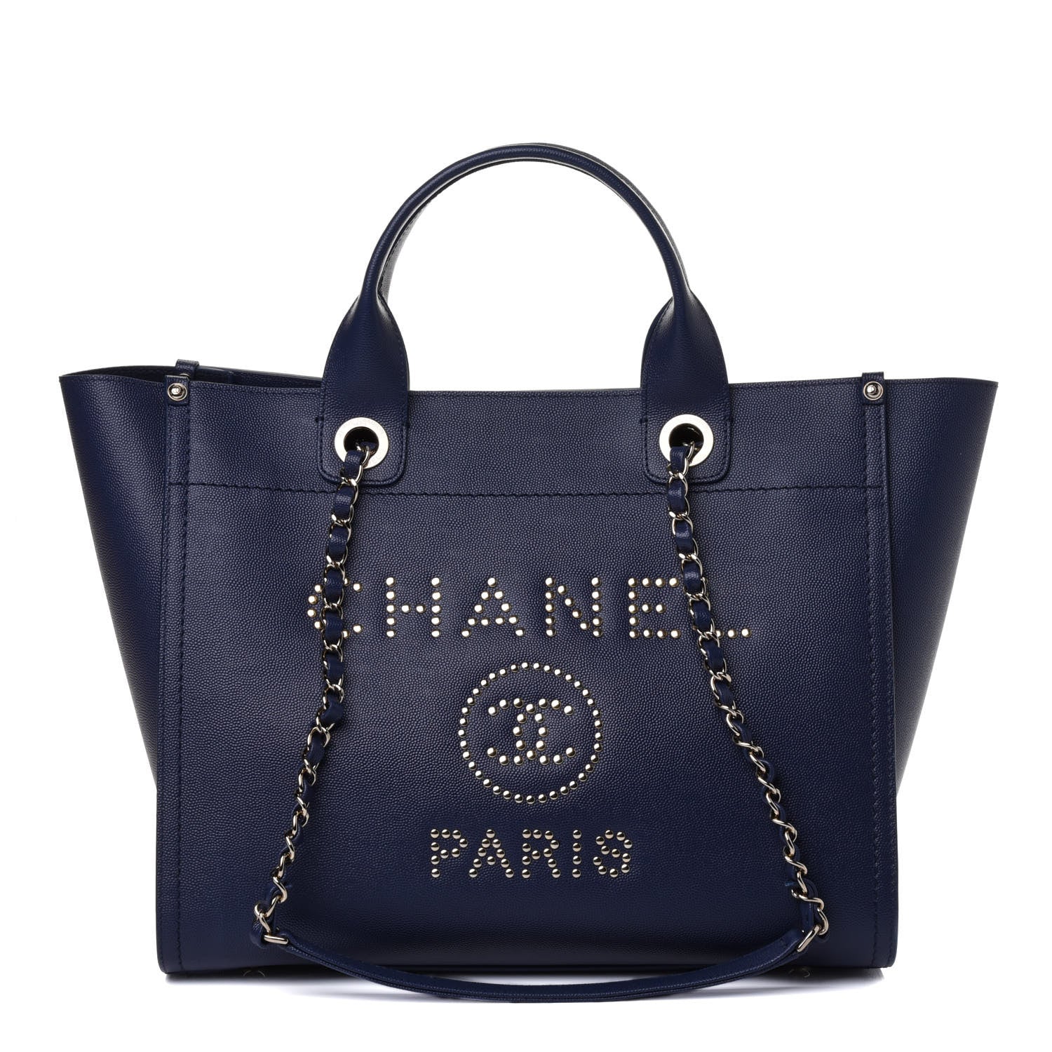 Chanel Caviar Small Studded Deauville Tote Navy 1 of 4